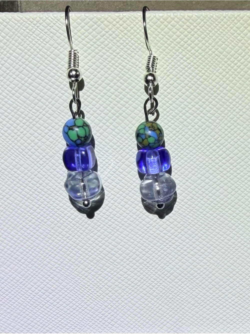 ✨Handmade✨ Blue & Green Glass Bead Drop Earrings